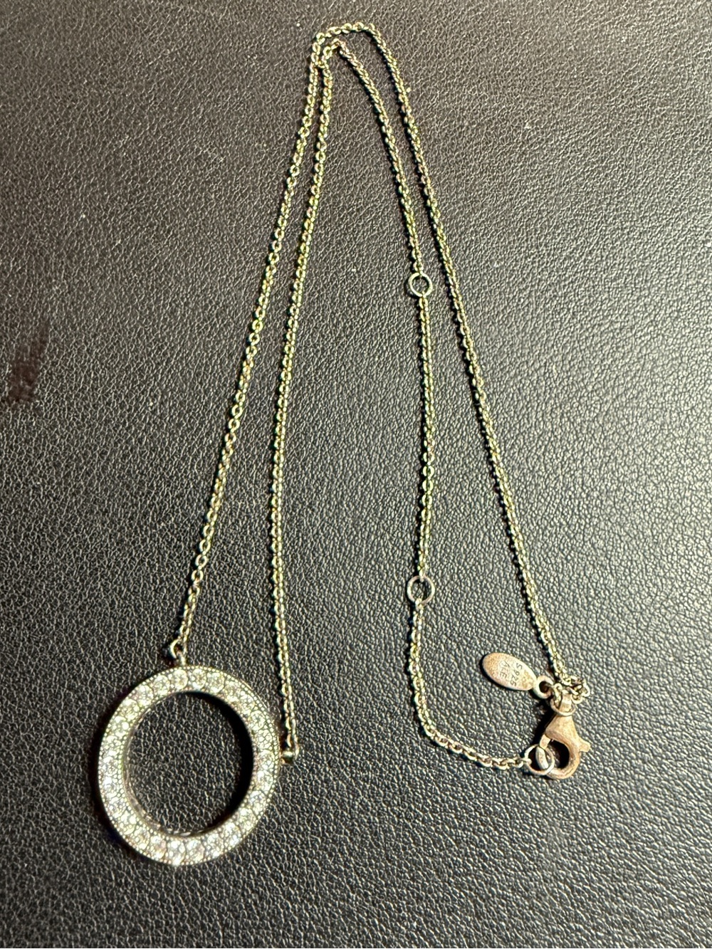 Authentic Pandora Reversible Circle of Sparkle Round Eternity Necklace 17.7"